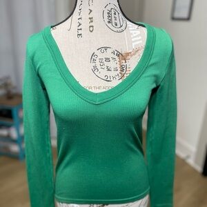 No Boundaries Emerald V-Neck Long Sleeve Top